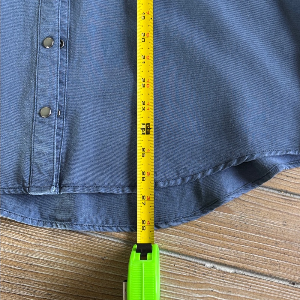 Sundance Blue Embroidered Sleeve Button-Front Shirt - Picture 8 of 9